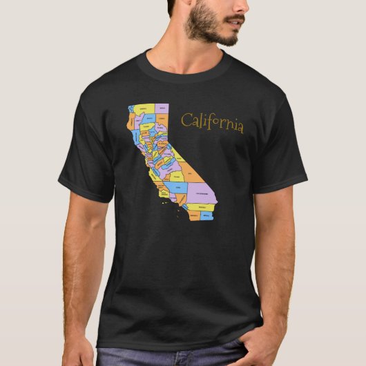 カリフォルニア州地図 Tシャツ (正面)