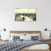 カリフォルニア州太平洋岸で泳ぐ群衆 キャンバスプリント (インサイチュ (寝室))