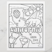 カリフォルニア州州の図形とファクトの色付けページ チラシ (正面)