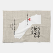 カリフォルニア州愛家の甘い家のカスタムな地図 キッチンタオル (横)