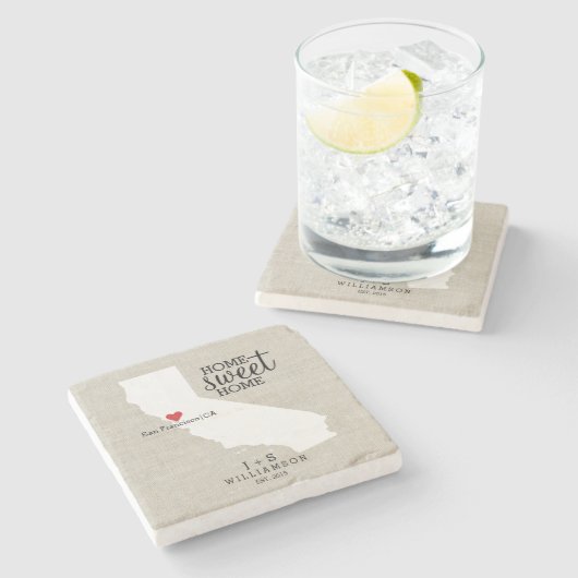 カリフォルニア州愛家の甘い家のカスタムな地図 ストーンコースター (横)