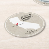 カリフォルニア州愛家の甘い家のカスタムな地図 ラウンドペーパーコースター (アングル)