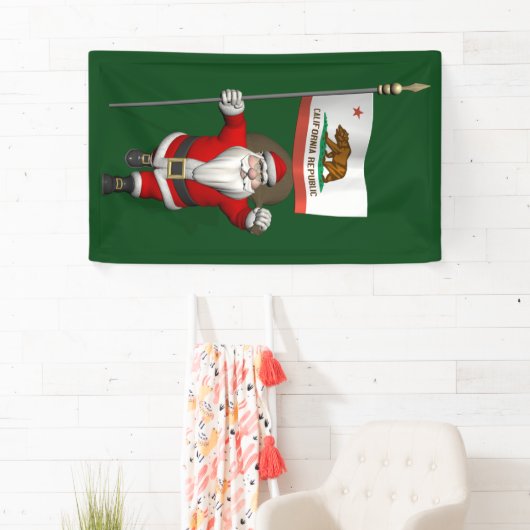 カリフォルニア州旗とサンタクロースの幸せ 横断幕 (インサイチュ)