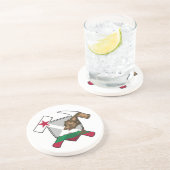 カリフォルニア州旗と地質学者のロックハンマーのロゴ コースター (側面)