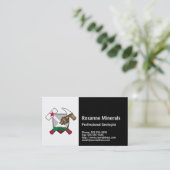 カリフォルニア州旗と地質学者のロックハンマーのロゴ 名刺 (スタンド正面)