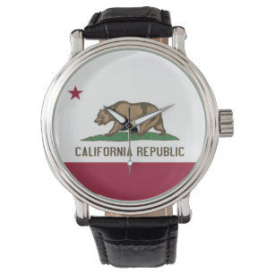 カリフォルニア州旗と愛国的な特別な時計 腕時計