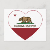 カリフォルニア州旗のエルクグローブハート ポストカード (正面)