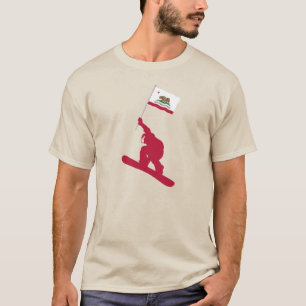 カリフォルニア州旗のスノーボード Tシャツ