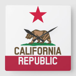 カリフォルニア州旗のデザイン スクエア壁時計