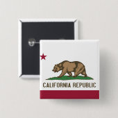 カリフォルニア州旗の付いたボタン 缶バッジ (正面&裏面)