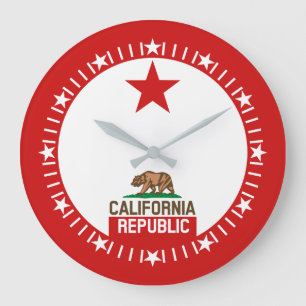 カリフォルニア州旗の大型星ダイヤル ラージ壁時計