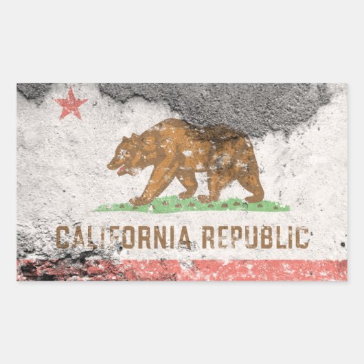 カリフォルニア州旗れんが壁 長方形シール (正面)