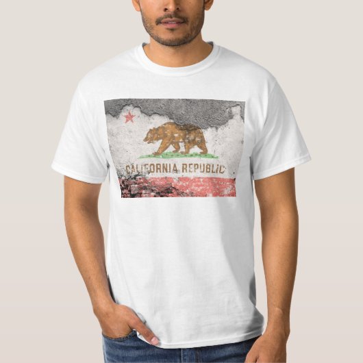 カリフォルニア州旗れんが壁 Tシャツ (正面)