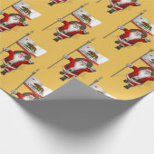 カリフォルニア州旗を持つサンタクロース ラッピングペーパー (角)