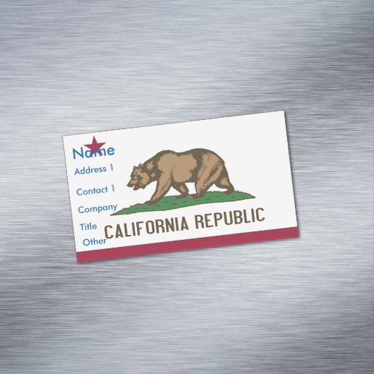 カリフォルニア州旗を持つ名刺マグネット マグネット名刺 (インサイチュ)