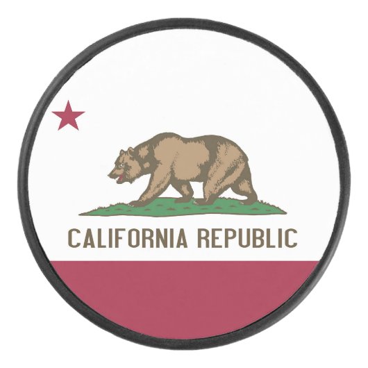カリフォルニア州旗を持つ愛国的なホッケーパック アイスホッケーパック (正面)