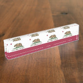 カリフォルニア州旗を持つ愛国的な卓上の銘板 デスクネームプレート (側面)