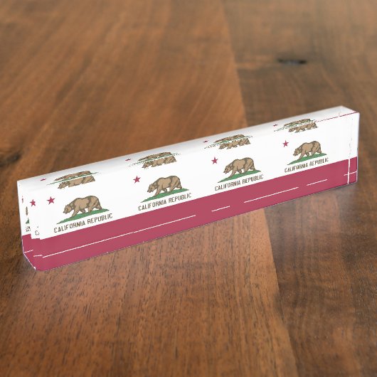 カリフォルニア州旗を持つ愛国的な卓上の銘板 デスクネームプレート (側面)