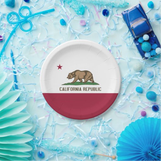 カリフォルニア州旗を持つ愛国的紙プレート ペーパープレート (パーティー)