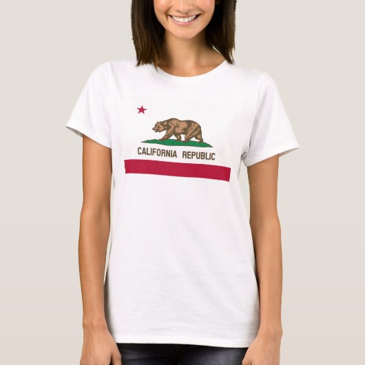 カリフォルニア州旗ウィメンズハンズコンフォートソフト® Tシャツ (正面)