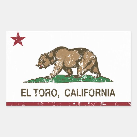 カリフォルニア州旗エルトロ 長方形シール (正面)