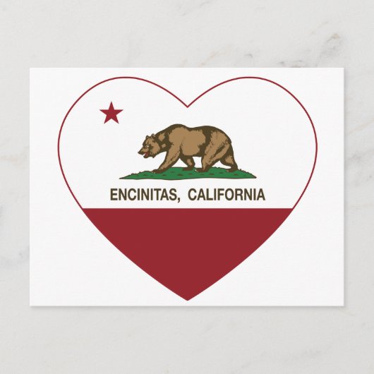 カリフォルニア州旗エンシニタスハート ポストカード (正面)