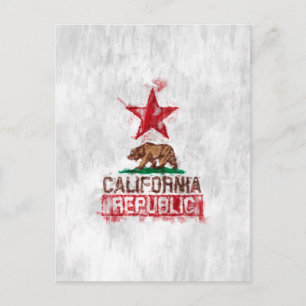 カリフォルニア州旗クマinパインターリースタイル ポストカード