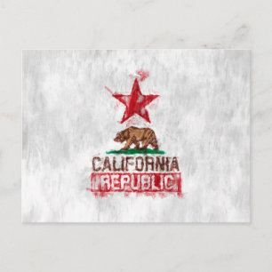 カリフォルニア州旗クマinパインターリースタイル ポストカード