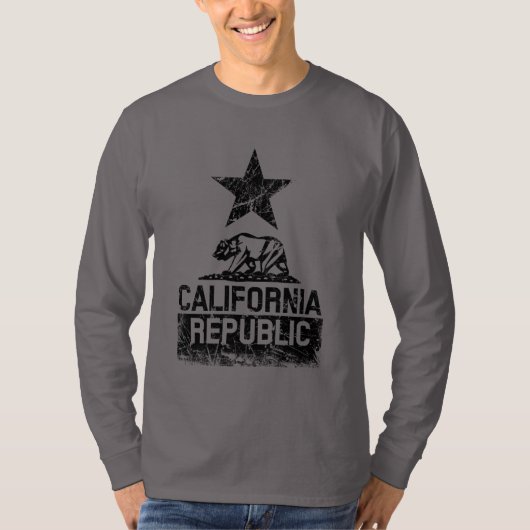カリフォルニア州旗グランジスタイル Tシャツ (正面)