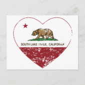 カリフォルニア州旗サウスレイクタホハート 動揺して ポストカード (正面)