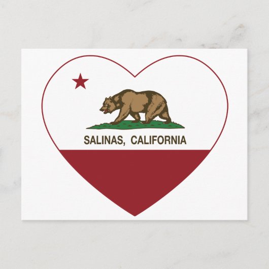 カリフォルニア州旗サリーナスハート ポストカード (正面)