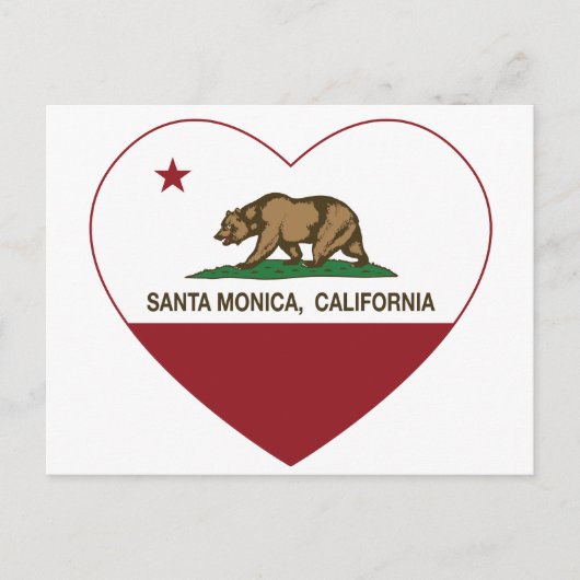 カリフォルニア州旗サンタモニカハート ポストカード (正面)
