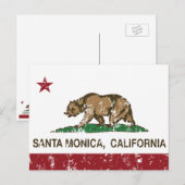 カリフォルニア州旗サンタモニカ ポストカード (正面/裏面)