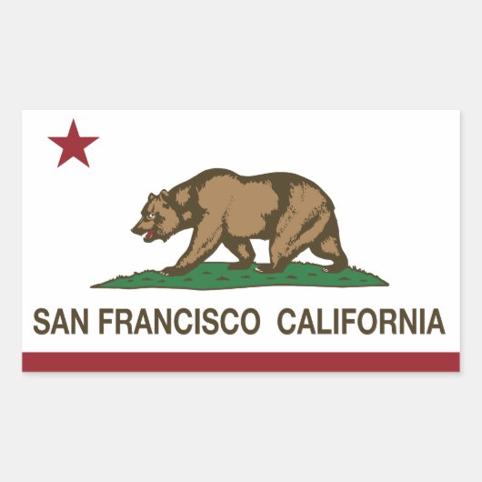 カリフォルニア州旗サンフランシスコ 長方形シール (正面)