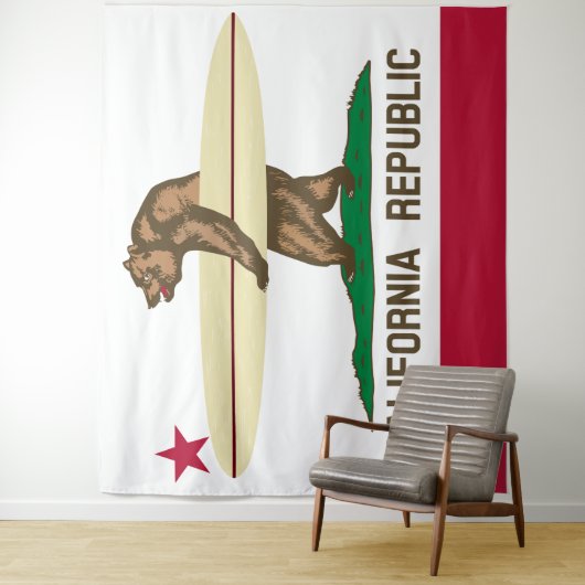 カリフォルニア州旗サーフィンベアタペストリー タペストリー (インサイチュ)