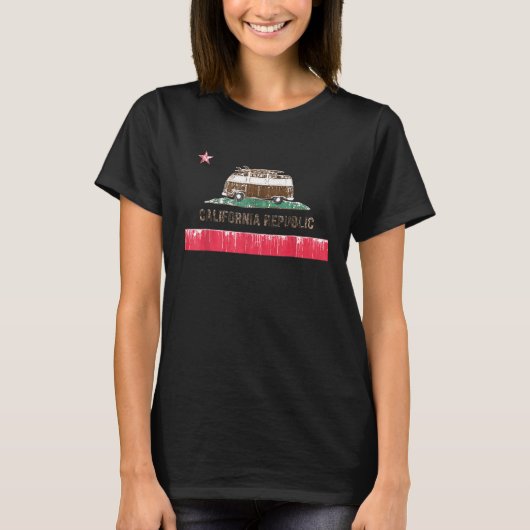 カリフォルニア州旗サーフバスシャツ Tシャツ (正面)