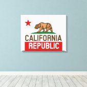 カリフォルニア州旗スター キャンバスプリント (インサイチュ (ウッドフロア))