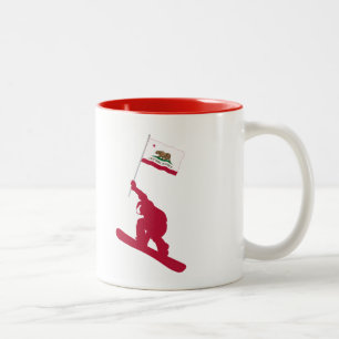 カリフォルニア州旗スノーボード ツートーンマグカップ