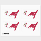 カリフォルニア州旗スノーボード 長方形シール (シート)