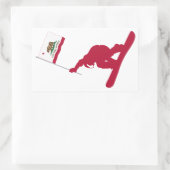 カリフォルニア州旗スノーボード 長方形シール (バッグ)