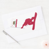 カリフォルニア州旗スノーボード 長方形シール (封筒)