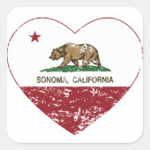 カリフォルニア州旗ソノマ動揺してハート スクエアシール (正面)