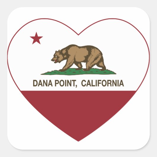 カリフォルニア州旗ダナポイントハート スクエアシール (正面)