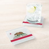 カリフォルニア州旗デザインデコール ガラスコースター (アングル)