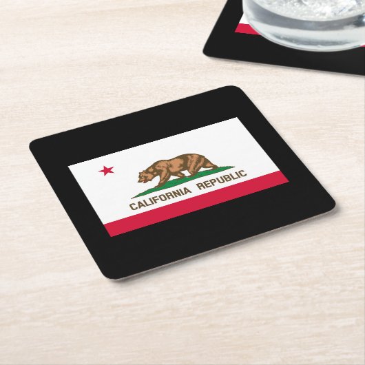 カリフォルニア州旗デザイン スクエアペーパーコースター (アングル)