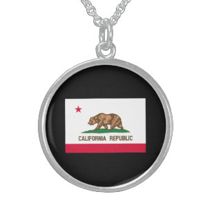 カリフォルニア州旗デザイン スターリングシルバーネックレス