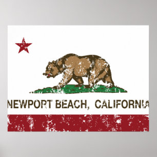 カリフォルニア州旗ニューポートビーチ ポスター