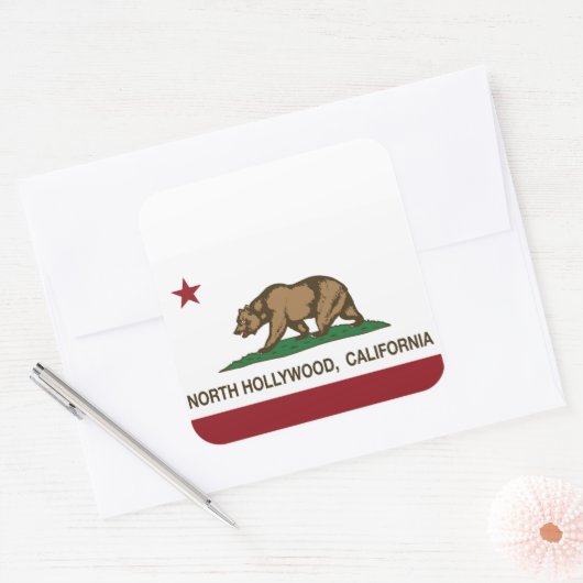 カリフォルニア州旗ノースハリウッド スクエアシール (封筒)