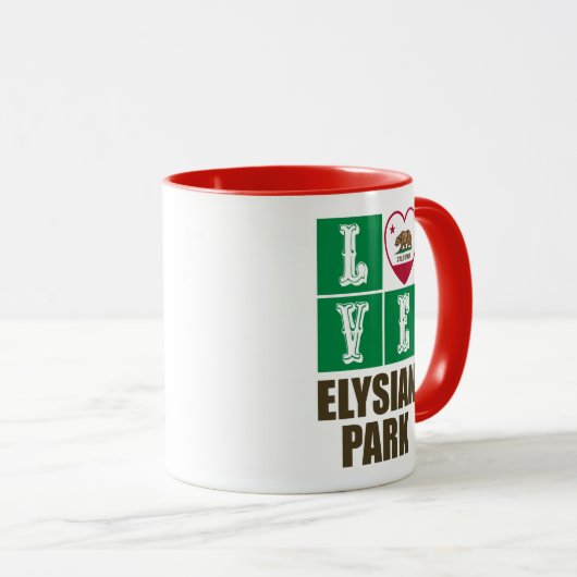 カリフォルニア州旗ハートエリシアンパーク マグカップ (正面右)