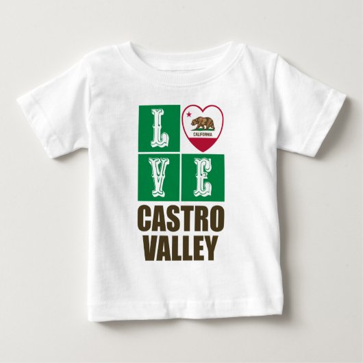 カリフォルニア州旗ハートカストロバレー ベビーTシャツ (正面)